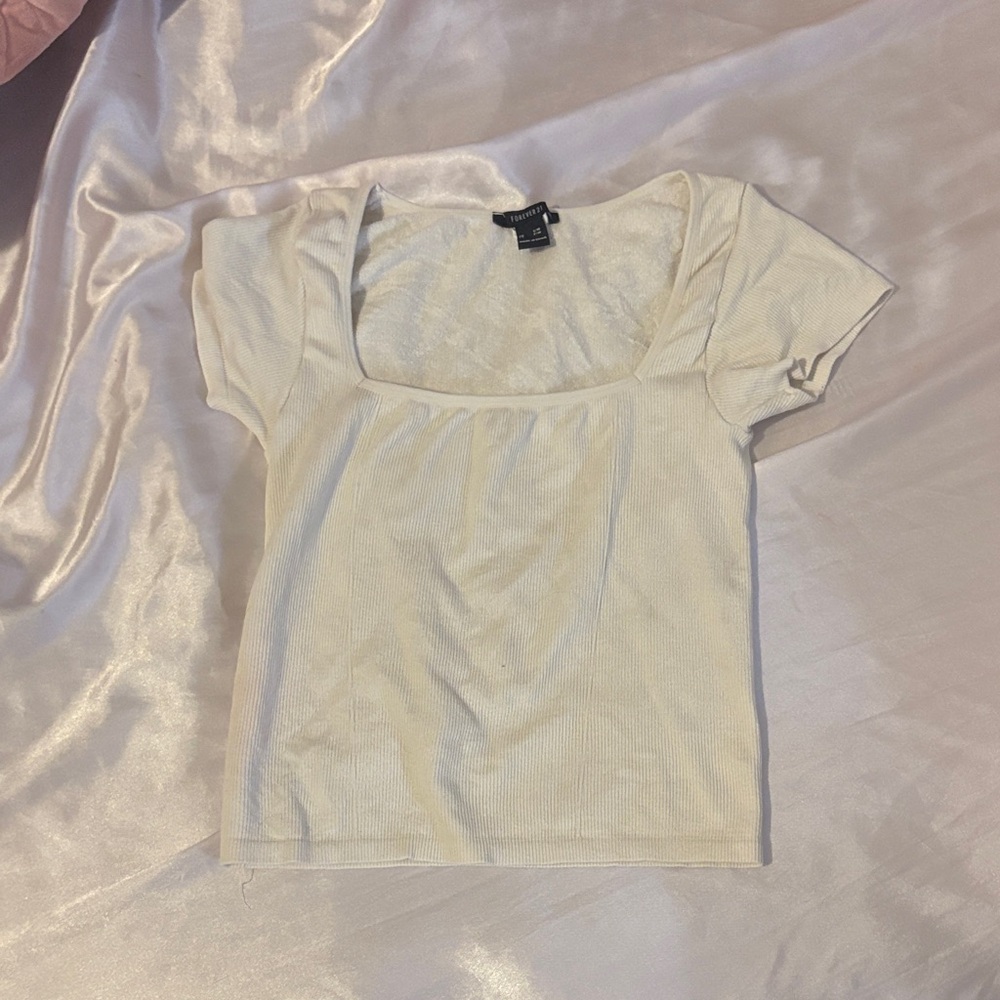 Forever 21 Cream Short Sleeve Top